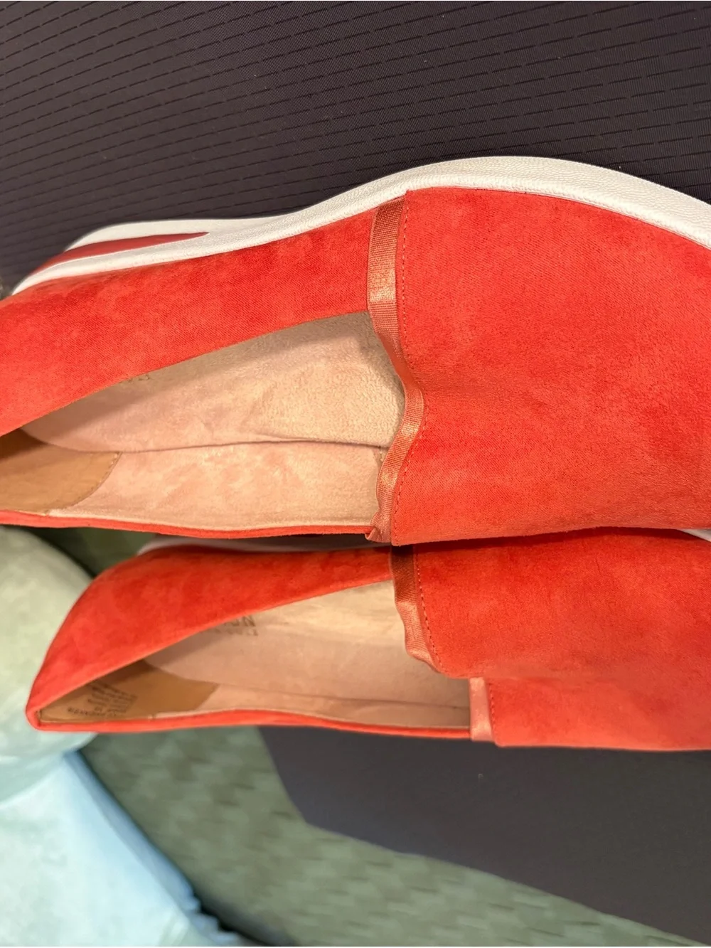 Kenneth Cole Reaction Coral-Red Suede Slip-On Flats